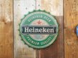 画像1: Heineken ハイネケン 王冠型 34cm エンボスサイン ブリキ看板 (1)