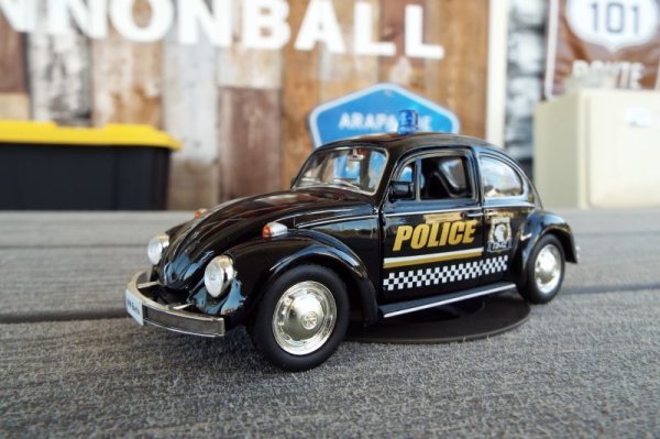 画像1: VW ワーゲンビートル ポリスカー POLICE プルバックミニカー (1)
