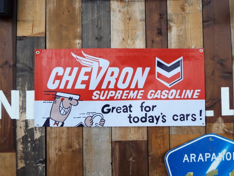 ガレージ系インテリアに！モーターバナー CHEVRON シェブロン ビニール製バナー